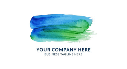 Textured blue green watercolor brushstroke, horizontal artistic paint effect