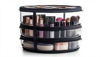 Makeup Organizer for Storage and Beauty Accessories - Isolated on White Background