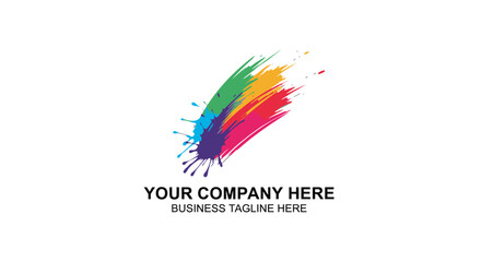 Vibrant Paint Splatter Brush Stroke Logo Design with Text Placeholder