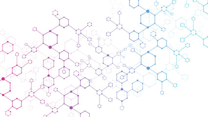 Molecular structure. Medicine researching, DNA or chemistry science. Biotechnology presentation template vector background