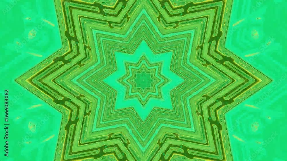 Poster abstract geometric shapes transition seamlessly, forming a mesmerizing pattern of vibrant greens. id
