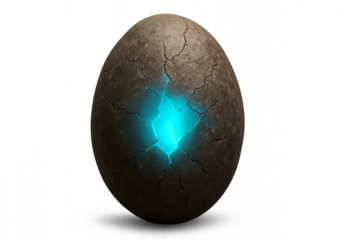 cracked egg glowing with blue light inside, Fantasy Glowing Cracked Egg Concept,
Mystical Object with Blue Light Energy,
Symbol of Creation and New Beginning