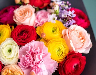 Close-up of a vibrant flower bouquet