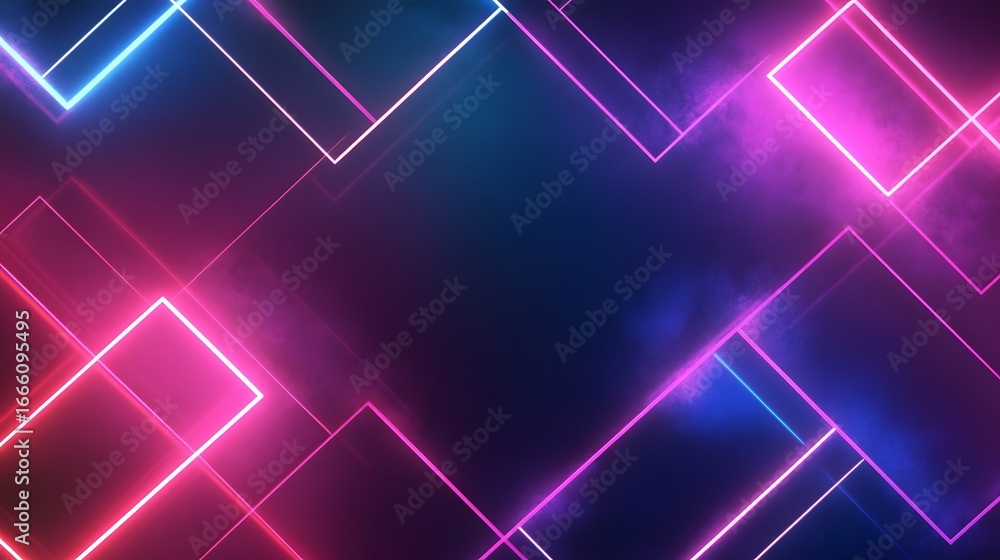 Aufkleber a vibrant design featuring intersecting neon lines in shades of pink and blue, creating a dynamic an