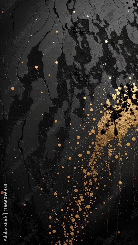 Aufkleber abstract black and gold textured background and metallic paint splatters, creating a luxurious elega