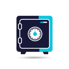 Safe with circular combination dial in modern flat design  