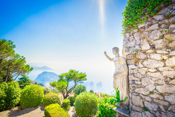 Beautiful summer luxury nature and architecture of famous Capri island, Italy