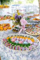 wedding cake with colorful flowers