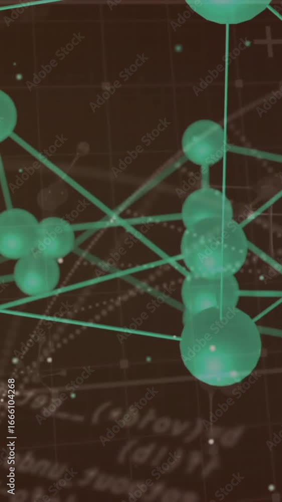 Poster animation of data processing and connections over black background