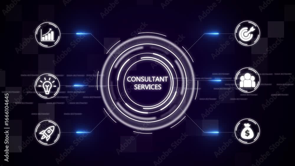 Poster selecting consultant services on a futuristic interface. business technology virtual screen backgrou
