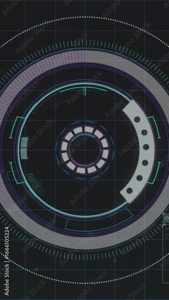 Poster animation of data processing and scope scanning over black background