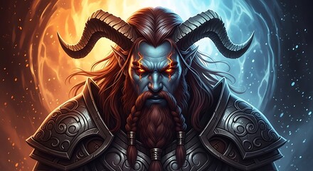 Naklejka premium Powerful Demon Lord, Focused and Fierce.