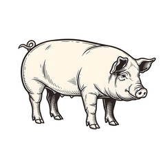 Fototapeta premium illustration of a pig vintage style
