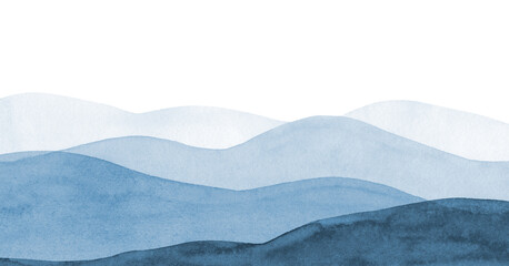 Watercolor Blue Mountain Landscape Background