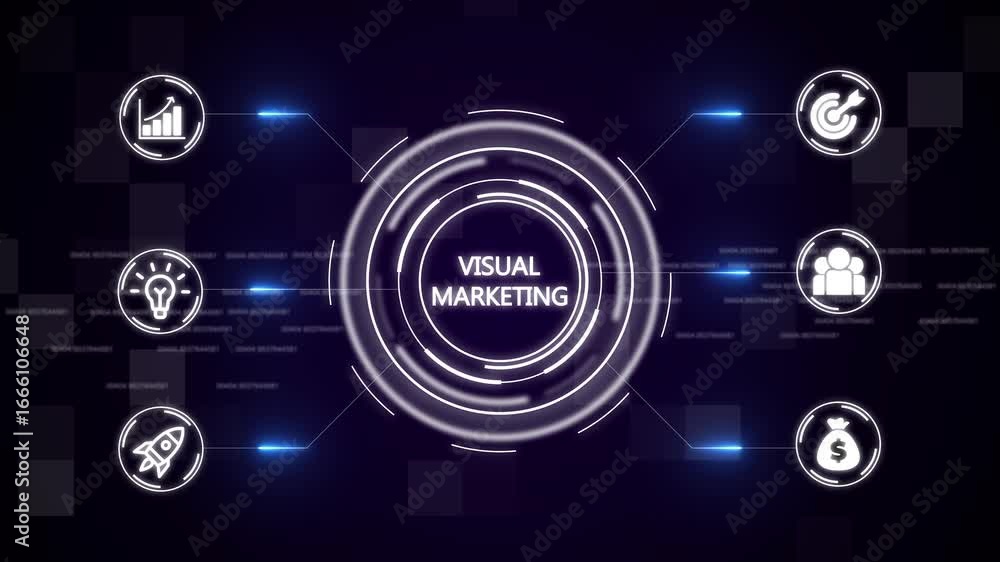 Poster interacts with a futuristic visual marketing interface, showcasing the power of technology in modern