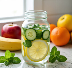 Refreshing Detox Water with Lemon, Cucumber, and Mint