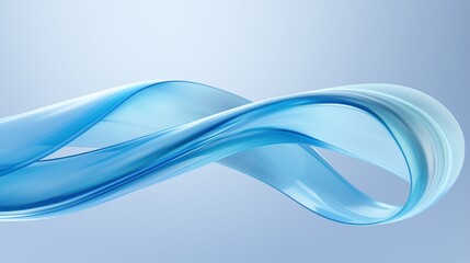 Naklejka premium Abstract futuristic blue background with smooth wave lines and flowing glass ribbon illustration, elegant design element for presentations or brochures on light blue backdrop