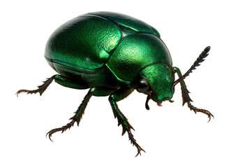 Metallic green beetle with shiny exoskeleton