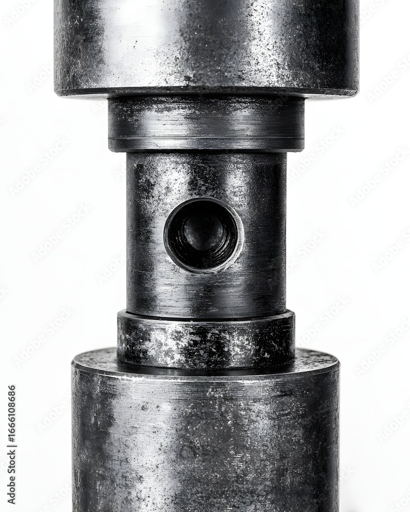 Poster Close-up view of a metallic industrial component showcasing intricate design and texture
