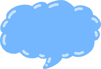 Blue cloud speech bubble with rounded doodle highlights – comic chat balloon, copy space