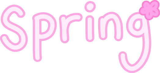 Spring lettering with blossom accent – pink playful typography for seasonal greeting