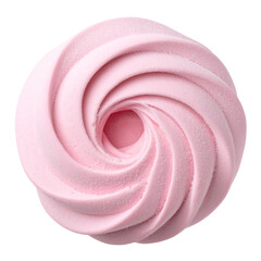 Pink meringue swirling on transparent background