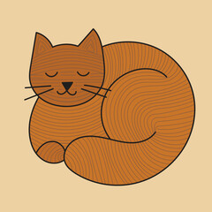 A cute hand-drawn illustration of a soft sleeping cat in a peaceful pose.