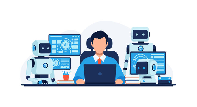 Professional desk setup promotes productivity and organization for successful modern businesses - Powered by Adobe