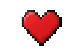 Naklejka premium Pixelated Red Heart Floating on Black Background Perfect for Valentine's Day, Love, and Digital Design, a Symbol of Affection