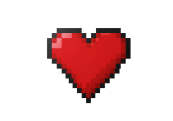 Pixelated Red Heart Symbolizing Love, Health, and Valentine's Day Feelings with Retro Gaming Aesthetic
