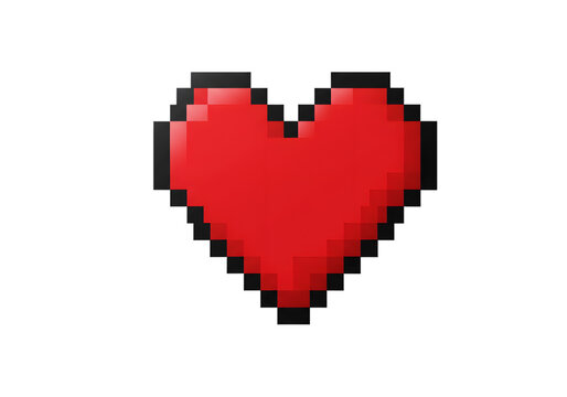 Pixelated Red Heart Floating on Black Background Perfect for Valentine's Day, Love, and Digital Design, a Symbol of Affection