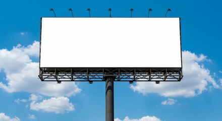 Obraz premium Blank Billboard Under Bright Sky Opportunity Awaits.