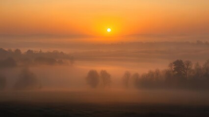 Obraz premium Misty sunrise over a landscape