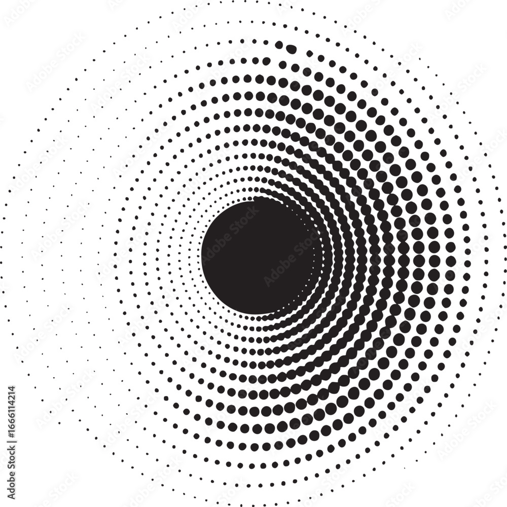 Poster modern halftone pattern with gradient of dots creates dynamic motion and depth for striking visual d