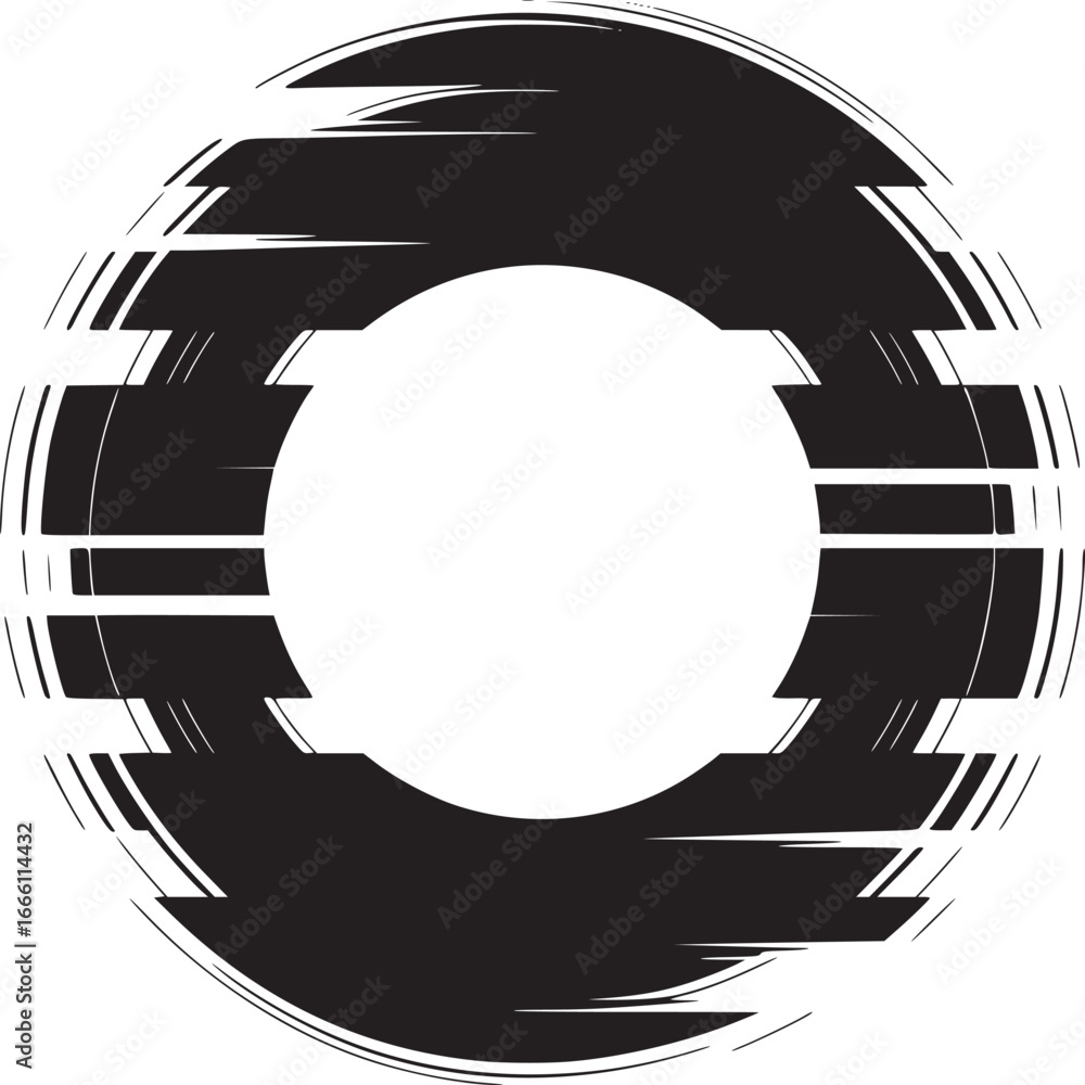 Poster dynamic abstract circle in black creates modern graphic element for innovative designs and tech proj