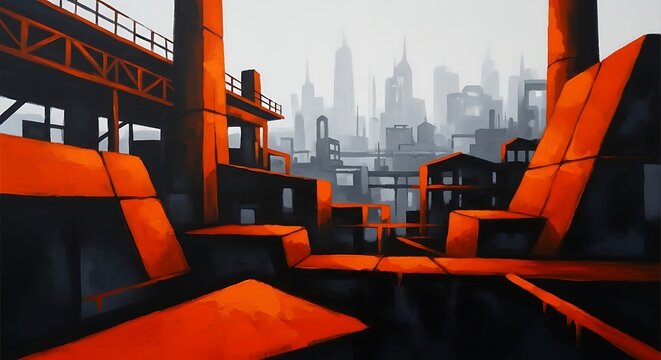 Industrial Cityscape with Modern Architecture.