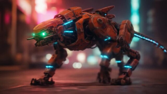 Mechanical quadruped robot technology science fiction urban setting