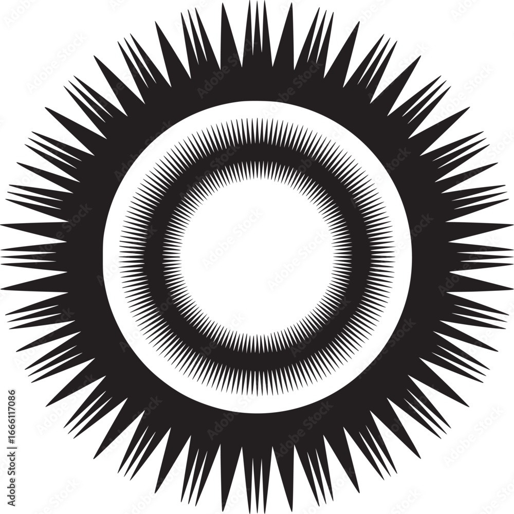 Poster Bold abstract black and white radial design element with dynamic spiky sunburst pattern for modern artwork