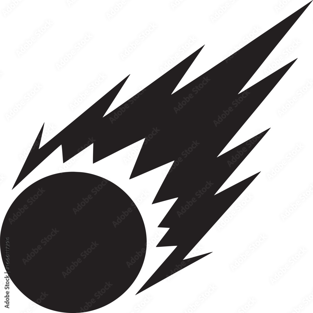 Poster dynamic black comet hurtling through space with vibrant energy and vector design for bold innovative