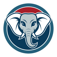 Elephant face logo inside circle