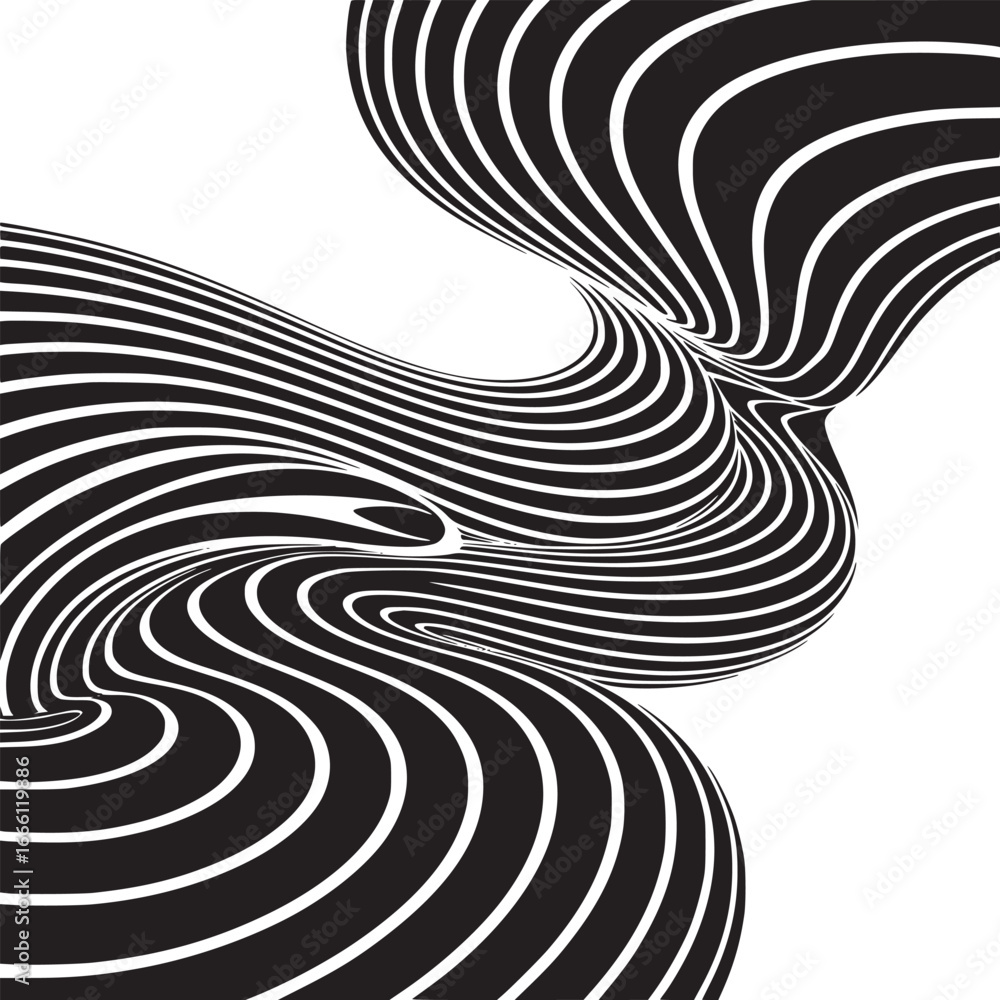 Poster dynamic black and white striped pattern creating a mesmerizing optical illusion perfect for modern d