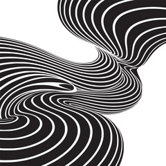 Dynamic black and white striped pattern creating a mesmerizing optical illusion perfect for modern designs