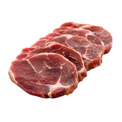 Fototapeta premium Fine Meat - Raw Cured Veal Tongue Meat Slices isolated [Transparent Background PNG].