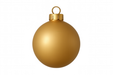 Golden christmas ball ornament hanging, providing a festive touch to holiday decorations with its transparent background