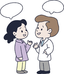 상담중인 사람들 일러스트레이션과 말풍선 실루엣