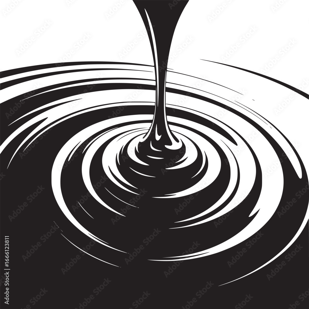 Poster sensual black liquid swirls and flows, creating dynamic abstract patterns perfect for modern designs