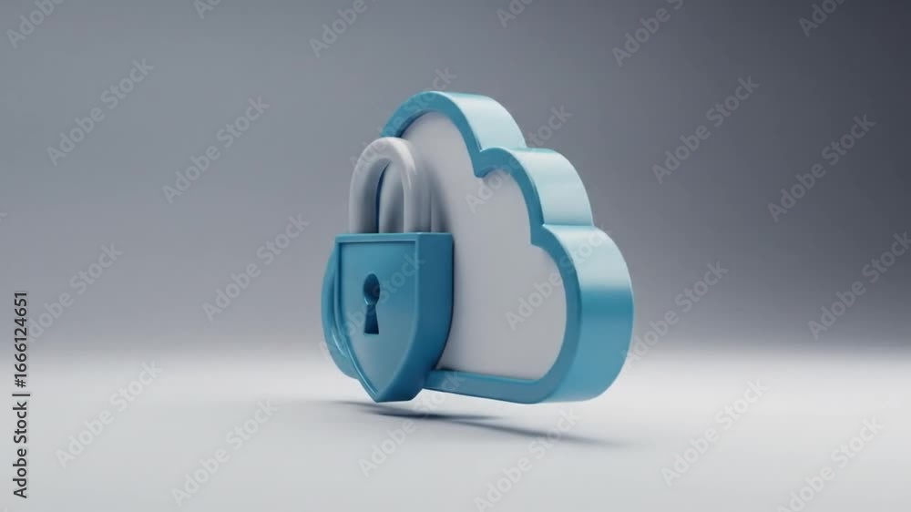 Poster cloud security: 3d render of secured cloud data