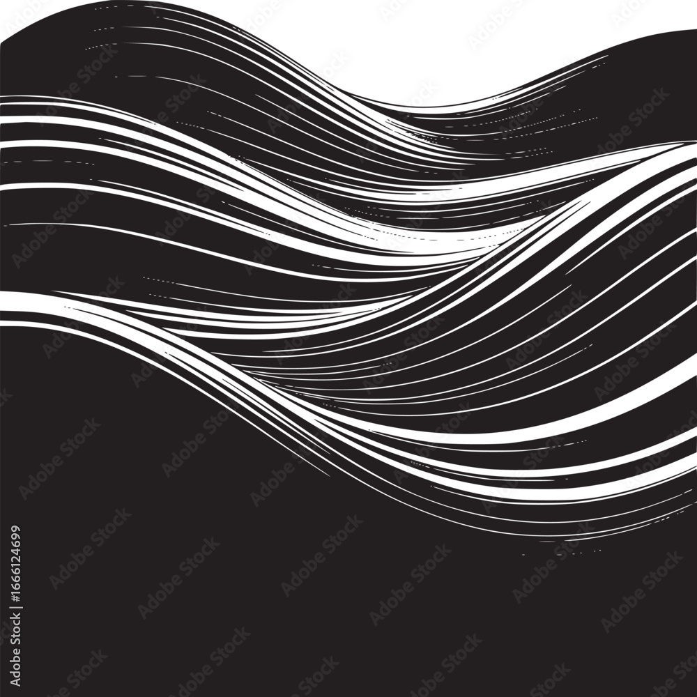 Aufkleber dynamic abstract flowing waves in black and white create a modern elegant design element for backgro