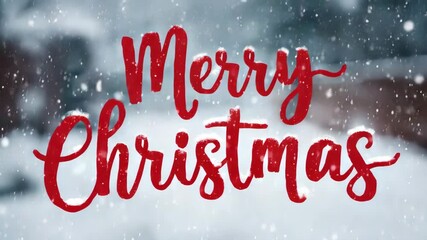 merry christmas text on snowy background illustrated animation - Powered by Adobe