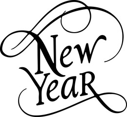 Happy New Year typography vector illustration, decorative holiday greeting design